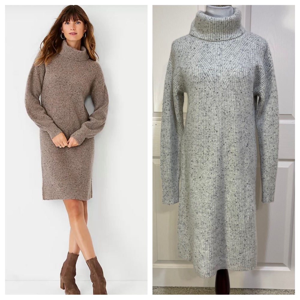 Cashmere!  Ann Taylor Flecked Ribbed Cashmere Turtleneck Dress